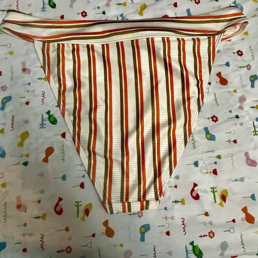 No Boundaries Ribbed Feeder Striped Cheeky High Leg Bikini Swim Bottom XL 16-18 - Picture 2 of 5